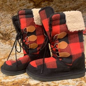 Plaid boots hard sole